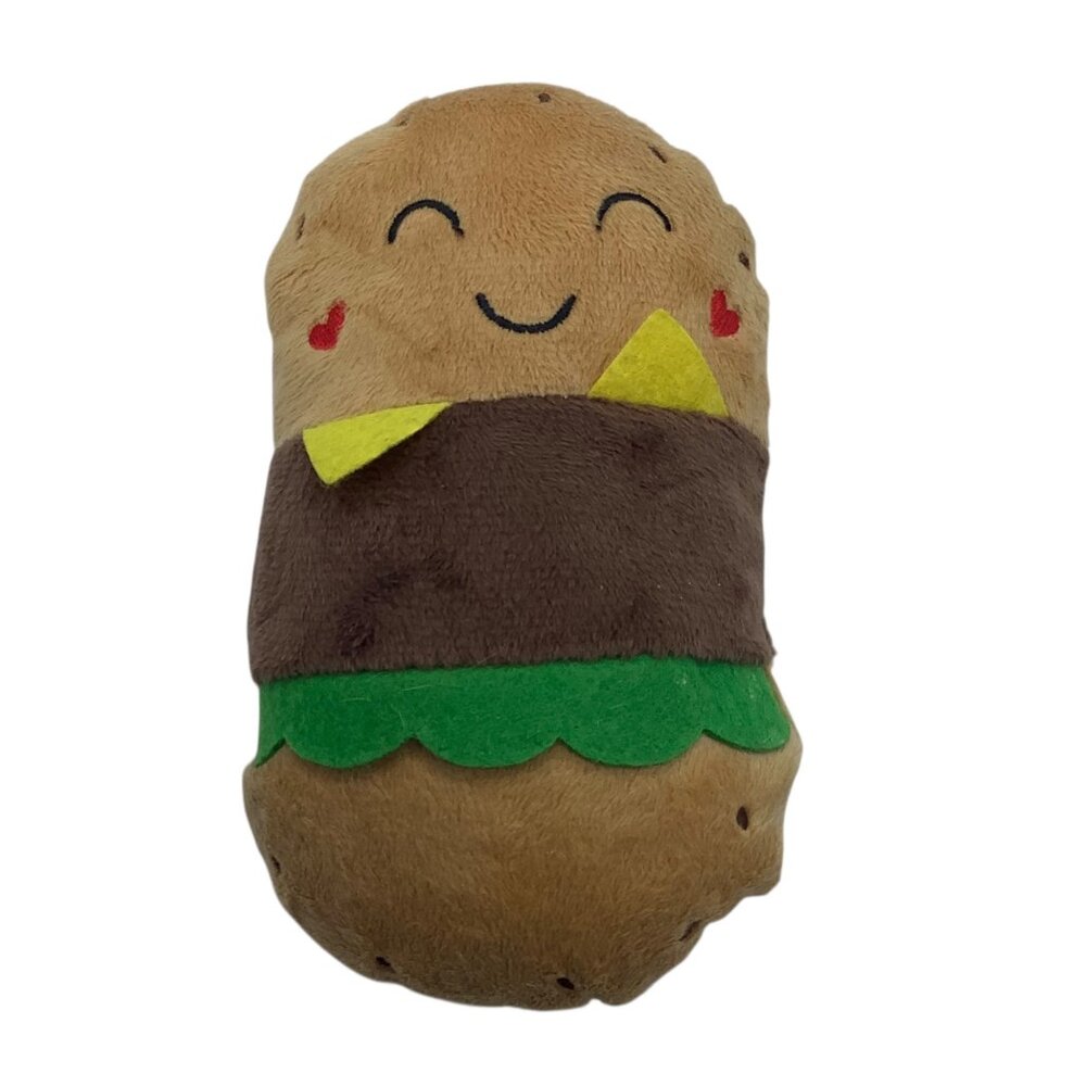 Burger Hamburger 6" Smiling Face Design Stuffed Toy Soft Plush‎ Hand Held